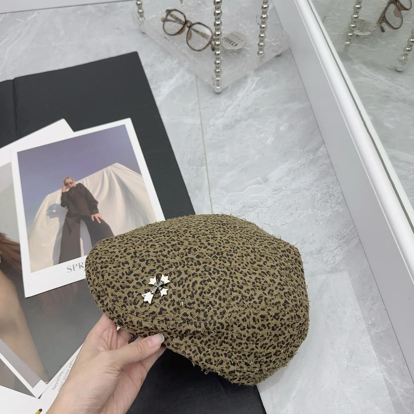Crow Heart✨ Tai Cool Spicy‼ ️ Personalized leopard print fabric, popular forward hat!
